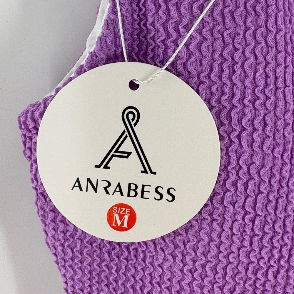 ANRABESS Womens  Swimsuit Purple Summer Sq Neck -Full Coverage Textured-Medium - Picture 8 of 9